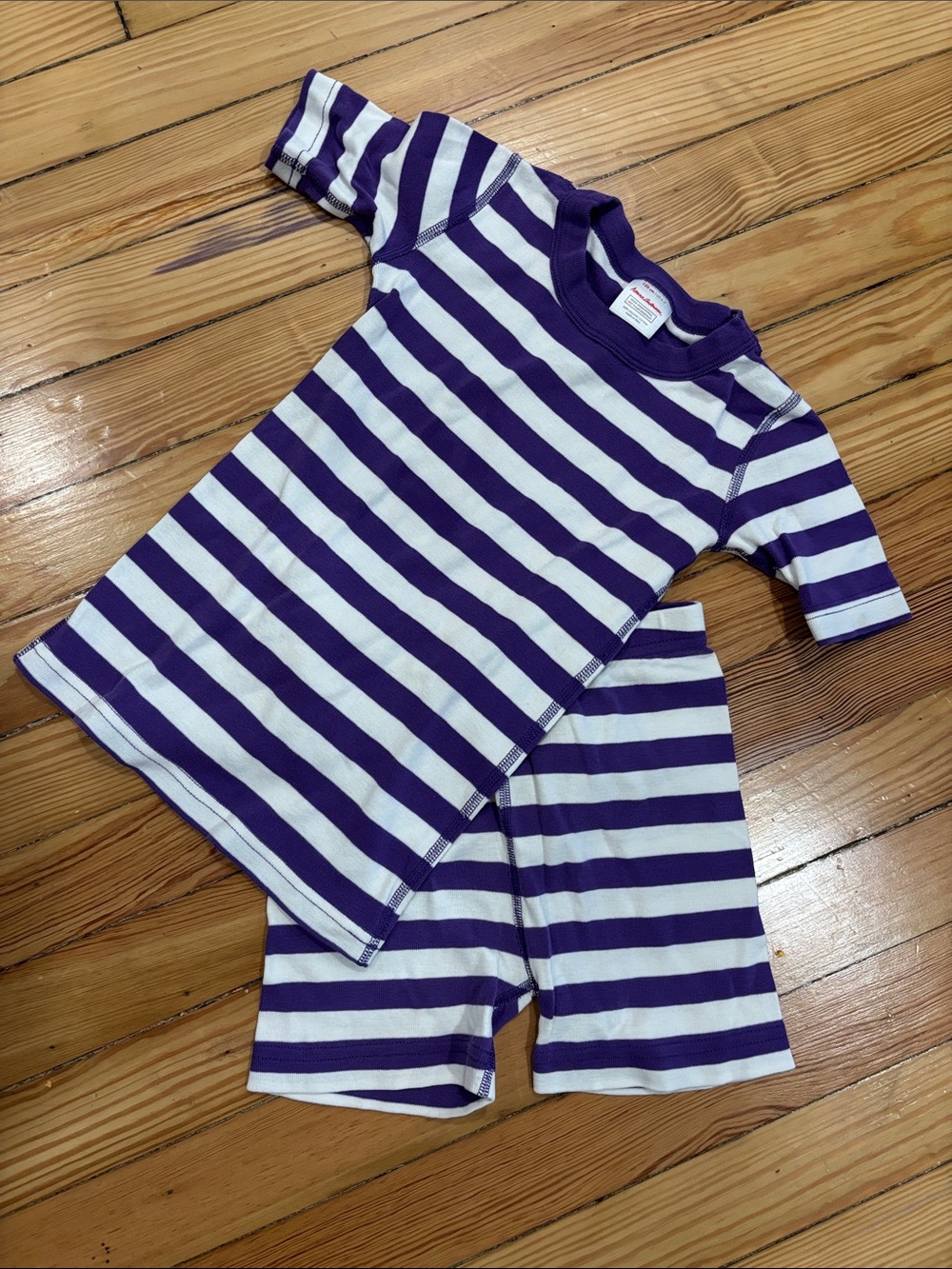 Hanna Andersson Purple and White Striped Kids Matching Set